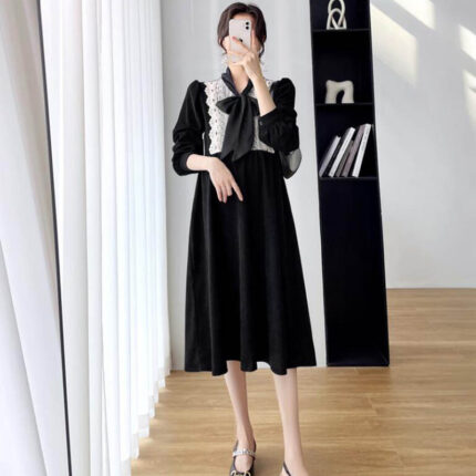 Pregnant Dress Clothing lace bow korean style  Wholesale Women Maternity Maternity