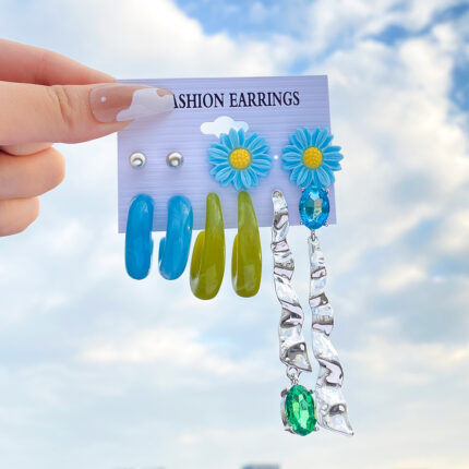 VKME Wholesale Hot Selling Boho Hoop Earrings Acrylic Colorful Flowers Earrings For Women Jewellery