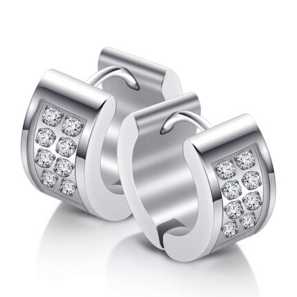 Fashion Stainless Steel Jewellery Earing for Women White CZ Cubic Zirconia Hoop Earings Design Wedding Earring Brinco Bijoux