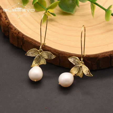 Natural Fresh Water Pearl Plant Earrings For Women Girl Lovers' Wedding Gift Minimalist Luxury Jewellery